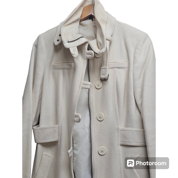 Cream wool blend trench coat
